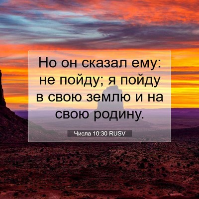 Picture 07 - Числа 10:30 RUSV - Но он сказал ему: не пойду; - Bible Verse Picture
