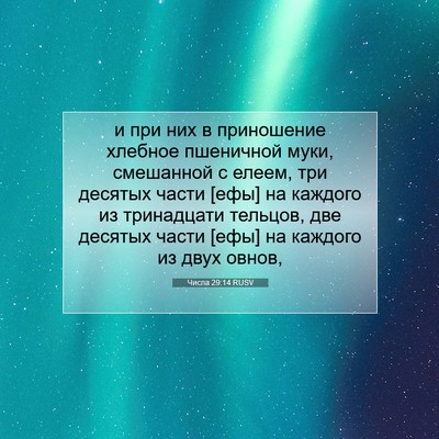 Picture 07 - Числа 29:14 RUSV - и при них в приношение - Bible Verse Picture