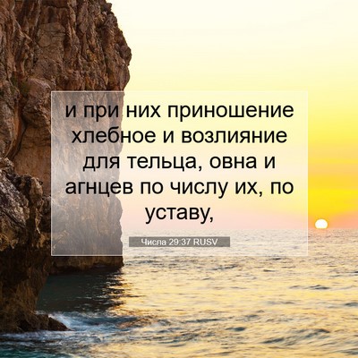 Picture 07 - Числа 29:37 RUSV - и при них приношение - Bible Verse Picture