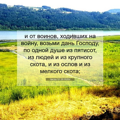 Picture 07 - Числа 31:28 RUSV - и от воинов, ходивших на - Bible Verse Picture