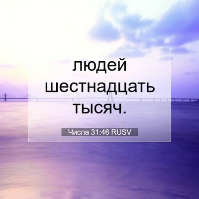 Picture 07 - Числа 31:46 RUSV - людей шестнадцать - Bible Verse Picture