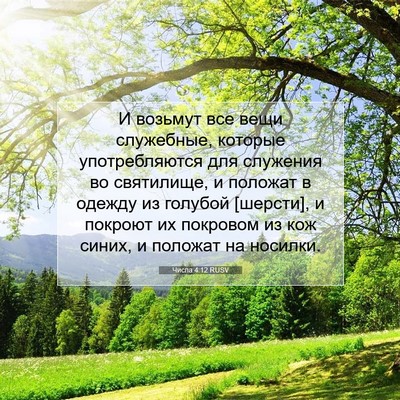 Picture 07 - Числа 4:12 RUSV - И возьмут все вещи - Bible Verse Picture