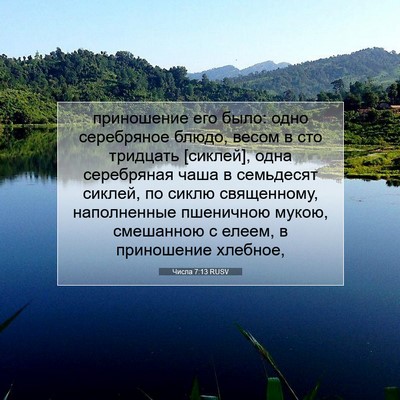 Picture 07 - Числа 7:13 RUSV - приношение его было: одно - Bible Verse Picture