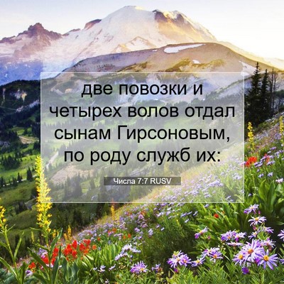 Picture 07 - Числа 7:7 RUSV - две повозки и четырех - Bible Verse Picture