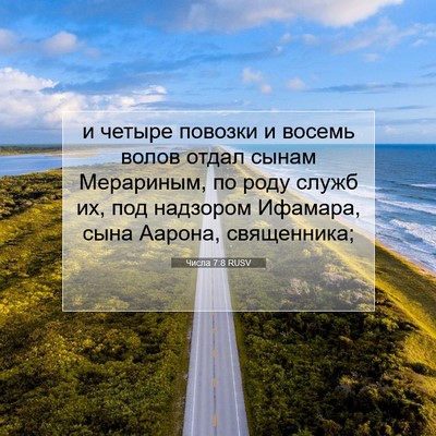 Picture 07 - Числа 7:8 RUSV - и четыре повозки и восемь - Bible Verse Picture