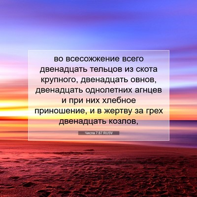 Picture 07 - Числа 7:87 RUSV - во всесожжение всего - Bible Verse Picture