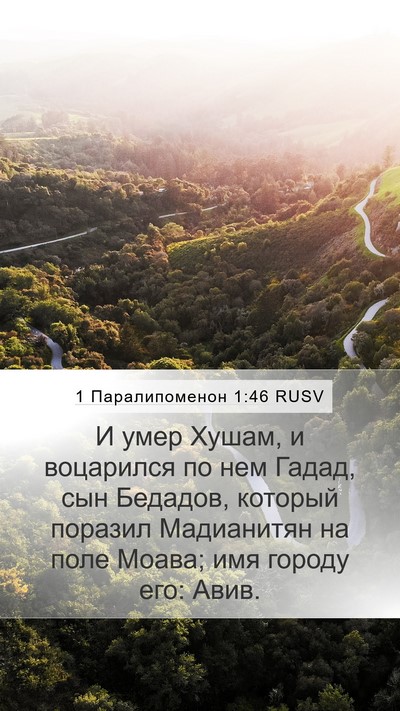 1 Паралипоменон 1:46 RUSV Mobile Phone Wallpaper - И умер Хушам, и воцарился - Mobile Bible Verse Wallpaper