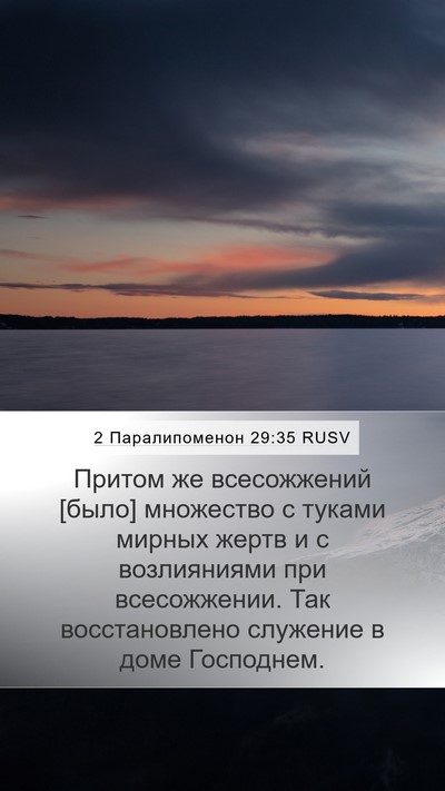 2 Паралипоменон 29:35 RUSV Mobile Phone Wallpaper - Притом же всесожжений - Mobile Bible Verse Wallpaper