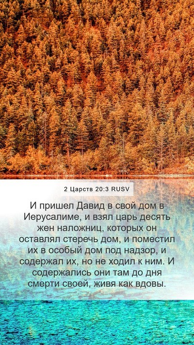 2 Царств 20:3 RUSV Mobile Phone Wallpaper - И пришел Давид в свой дом в - Mobile Bible Verse Wallpaper