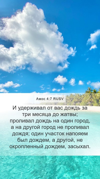 Амос 4:7 RUSV Bible Verse Image