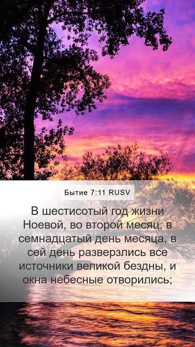 Бытие 7:11 RUSV Mobile Phone Wallpaper - В шестисотый год жизни - Mobile Bible Verse Wallpaper