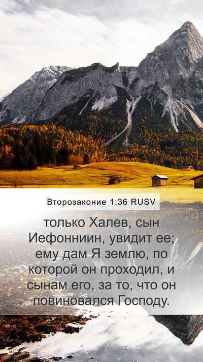 Второзаконие 1:36 RUSV Mobile Phone Wallpaper - только Халев, сын - Mobile Bible Verse Wallpaper