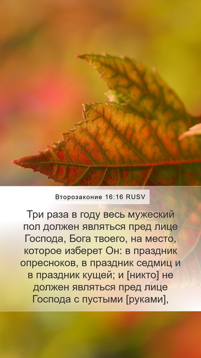 Второзаконие 16:16 RUSV Bible Verse Image