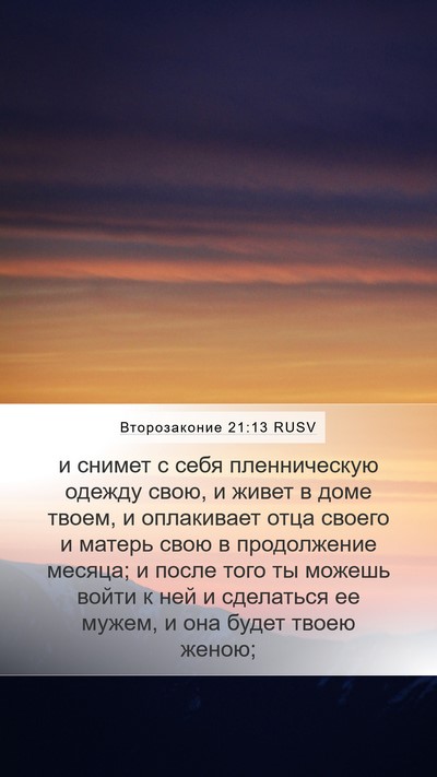 Второзаконие 21:13 RUSV Bible Verse Image