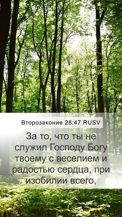 Второзаконие 28:47 RUSV Bible Verse Image