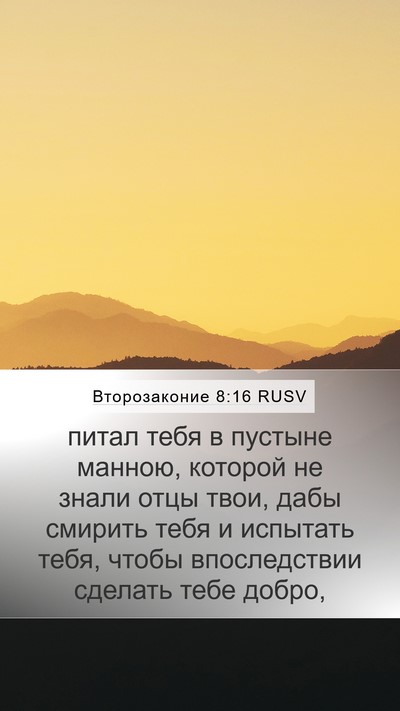 Второзаконие 8:16 RUSV Bible Verse Image