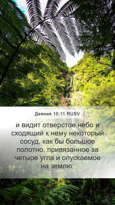 Деяния 10:11 RUSV Bible Verse Image