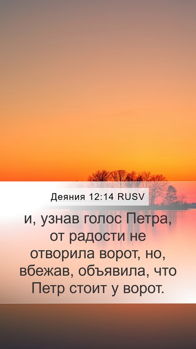Деяния 12:14 RUSV Mobile Phone Wallpaper - и, узнав голос Петра, от - Mobile Bible Verse Wallpaper
