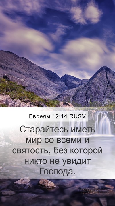 Евреям 12:14 RUSV Bible Verse Image