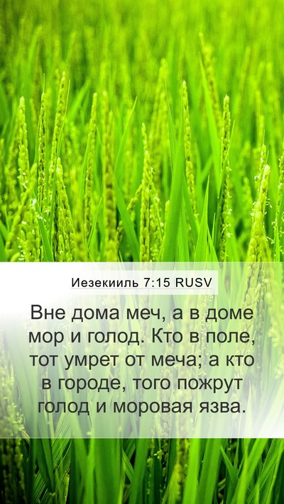 Иезекииль 7:15 RUSV Mobile Phone Wallpaper - Вне дома меч, а в доме мор и - Mobile Bible Verse Wallpaper