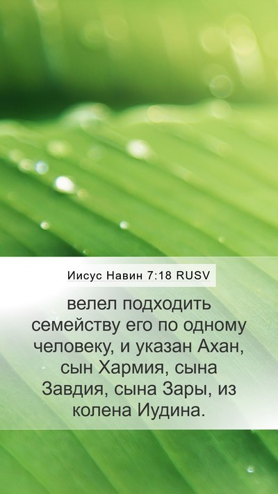Иисус Навин 7:18 RUSV Mobile Phone Wallpaper - велел подходить семейству - Mobile Bible Verse Wallpaper