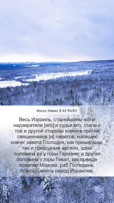 Иисус Навин 8:33 RUSV Mobile Phone Wallpaper - Весь Израиль, старейшины - Mobile Bible Verse Wallpaper