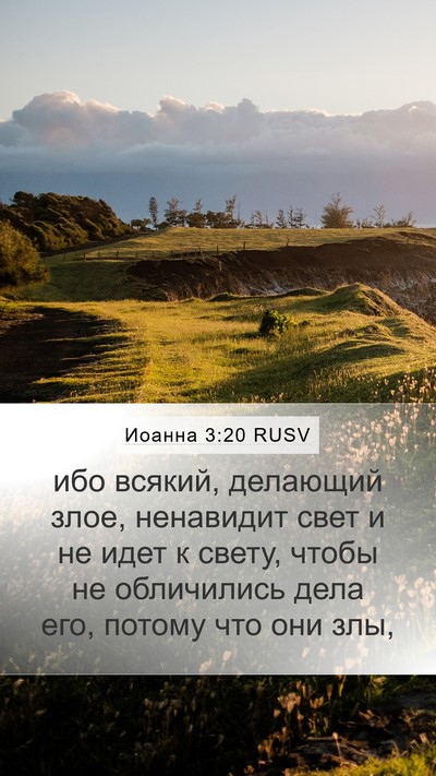 Иоанна 3:20 RUSV Bible Verse Image