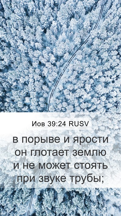 Иов 39:24 RUSV Bible Verse Image