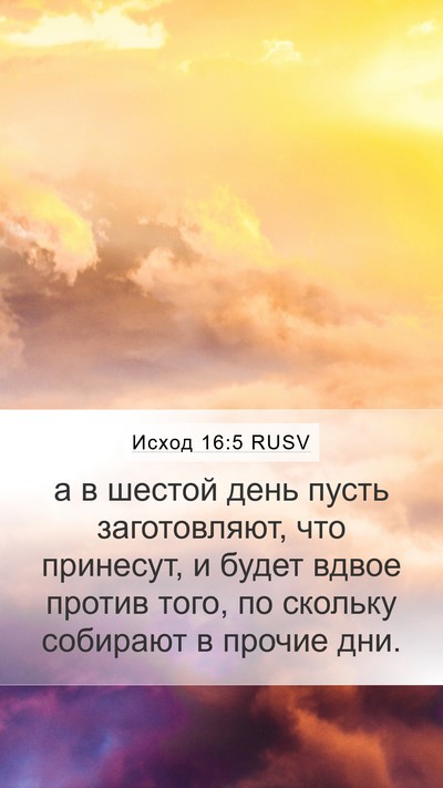 Исход 16:5 RUSV Mobile Phone Wallpaper - а в шестой день пусть - Mobile Bible Verse Wallpaper