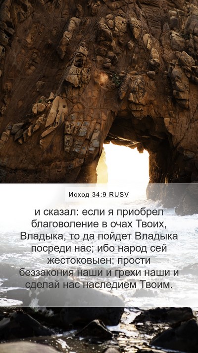 Исход 34:9 RUSV Bible Verse Image