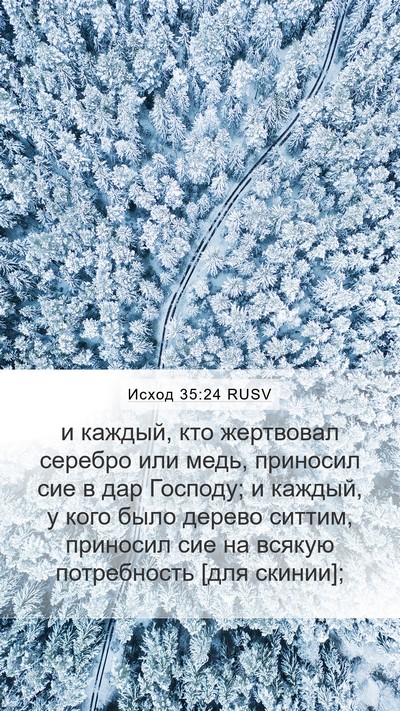Исход 35:24 RUSV Mobile Phone Wallpaper - и каждый, кто жертвовал - Mobile Bible Verse Wallpaper
