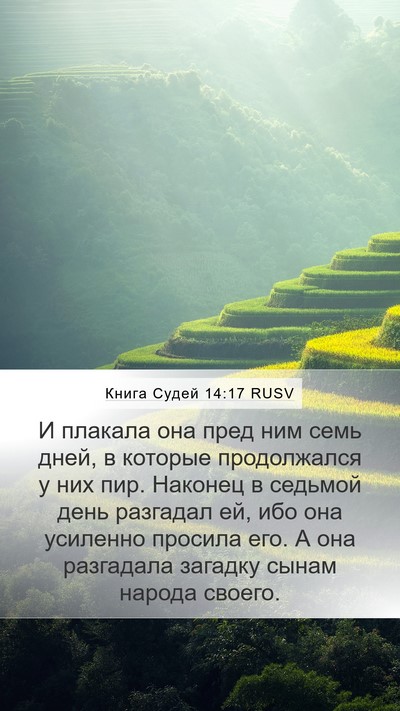 Книга Судей 14:17 RUSV Mobile Phone Wallpaper - И плакала она пред ним семь - Mobile Bible Verse Wallpaper
