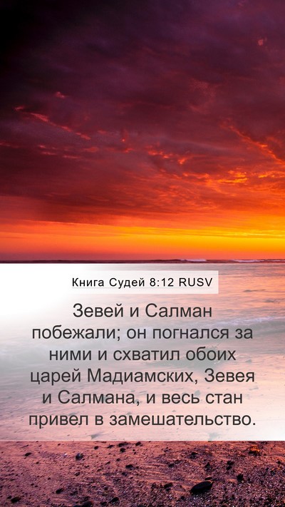 Книга Судей 8:12 RUSV Mobile Phone Wallpaper - Зевей и Салман побежали; он - Mobile Bible Verse Wallpaper
