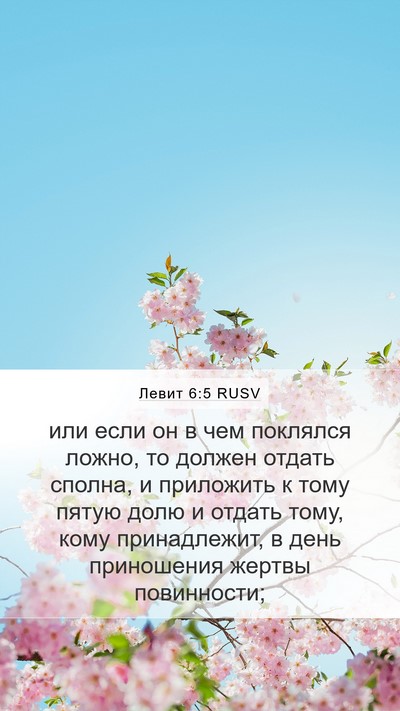 Левит 6:5 RUSV Mobile Phone Wallpaper - или если он в чем поклялся - Mobile Bible Verse Wallpaper