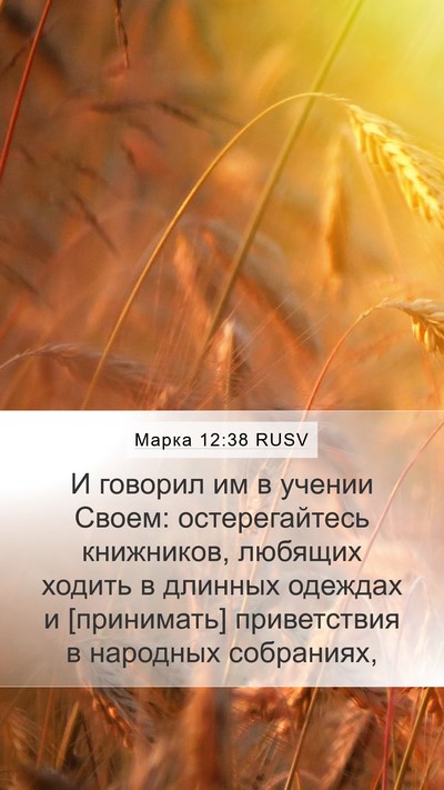 Марка 12:38 RUSV Bible Verse Image