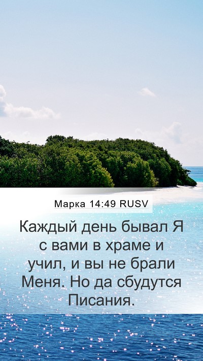 Марка 14:49 RUSV Mobile Phone Wallpaper - Каждый день бывал Я с вами - Mobile Bible Verse Wallpaper