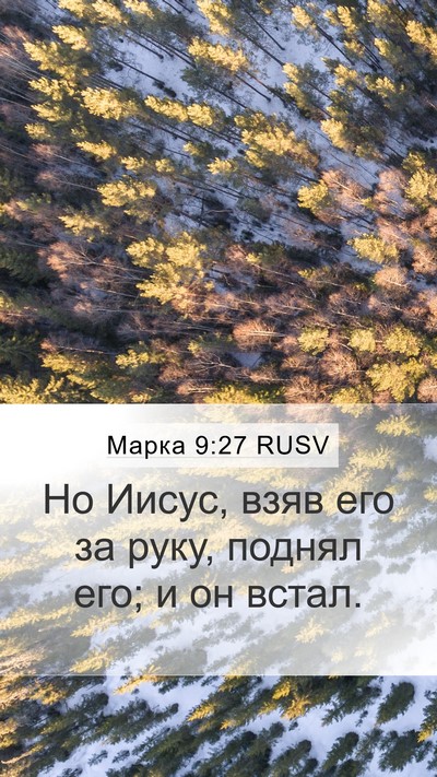 Марка 9:27 RUSV Bible Verse Image