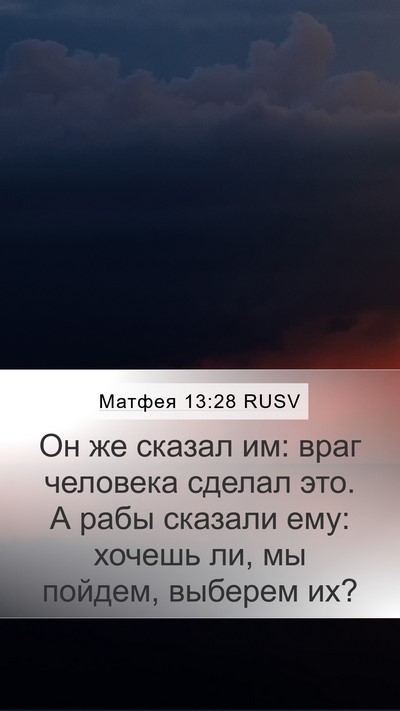 Матфея 13:28 RUSV Mobile Phone Wallpaper - Он же сказал им: враг - Mobile Bible Verse Wallpaper