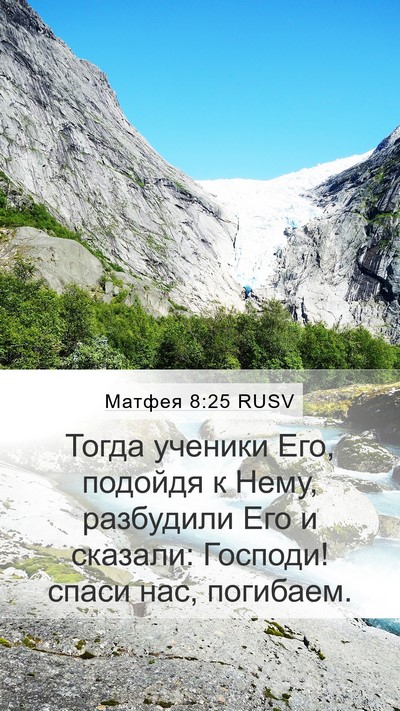 Матфея 8:25 RUSV Mobile Phone Wallpaper - Тогда ученики Его, подойдя - Mobile Bible Verse Wallpaper