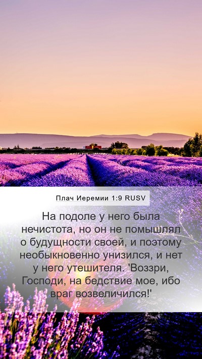 Плач Иеремии 1:9 RUSV Bible Verse Image