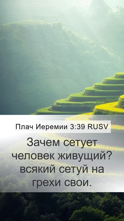 Плач Иеремии 3:39 RUSV Bible Verse Image