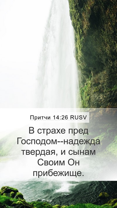 Притчи 14:26 RUSV Mobile Phone Wallpaper - В страхе пред - Mobile Bible Verse Wallpaper