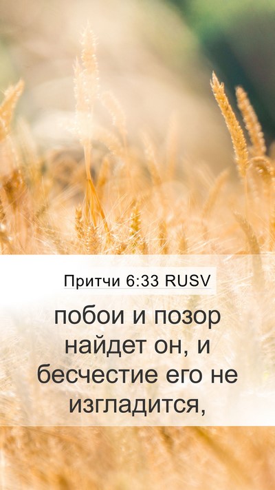 Притчи 6:33 RUSV Bible Verse Image