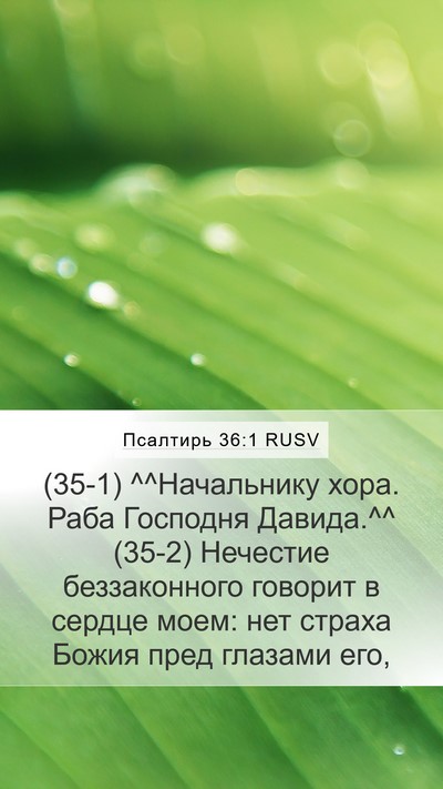 Псалтирь 36:1 RUSV Mobile Phone Wallpaper - (35-1) ^^Начальнику хора. Раба - Mobile Bible Verse Wallpaper