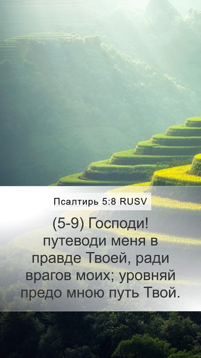 Псалтирь 5:8 RUSV Mobile Phone Wallpaper - (5-9) Господи! путеводи меня - Mobile Bible Verse Wallpaper