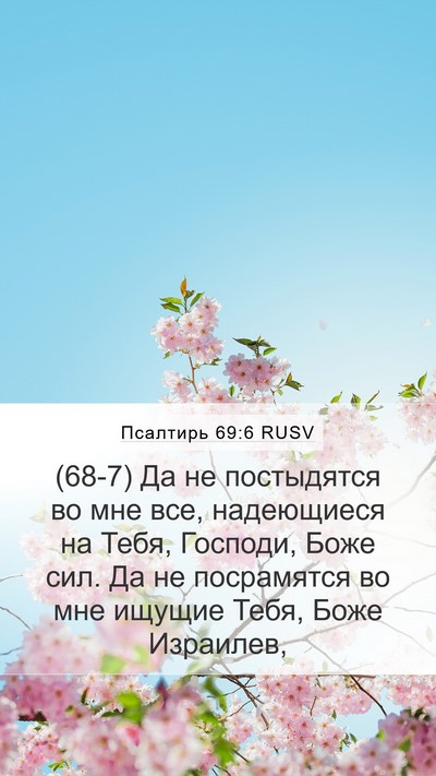 Псалтирь 69:6 RUSV Mobile Phone Wallpaper - (68-7) Да не постыдятся во мне - Mobile Bible Verse Wallpaper