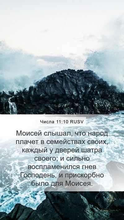 Числа 11:10 RUSV Mobile Phone Wallpaper - Моисей слышал, что народ - Mobile Bible Verse Wallpaper