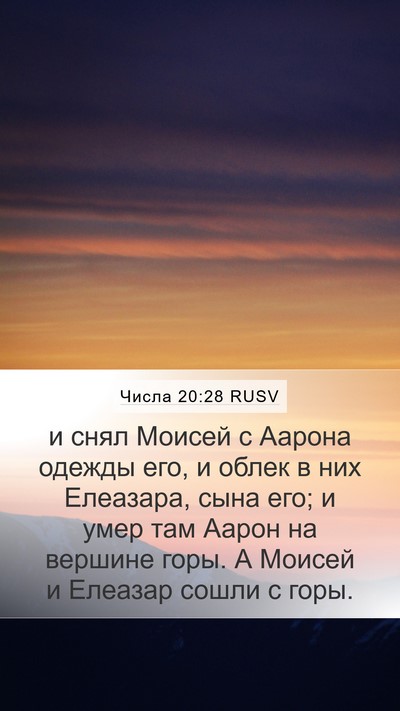 Числа 20:28 RUSV Mobile Phone Wallpaper - и снял Моисей с Аарона - Mobile Bible Verse Wallpaper
