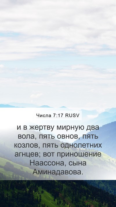 Числа 7:17 RUSV Bible Verse Image