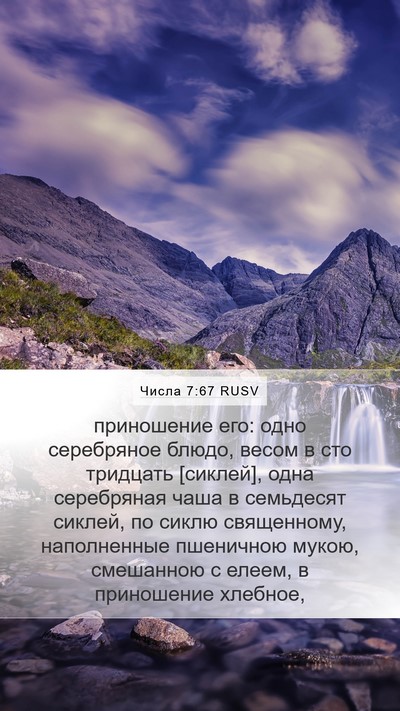 Числа 7:67 RUSV Mobile Phone Wallpaper - приношение его: одно - Mobile Bible Verse Wallpaper